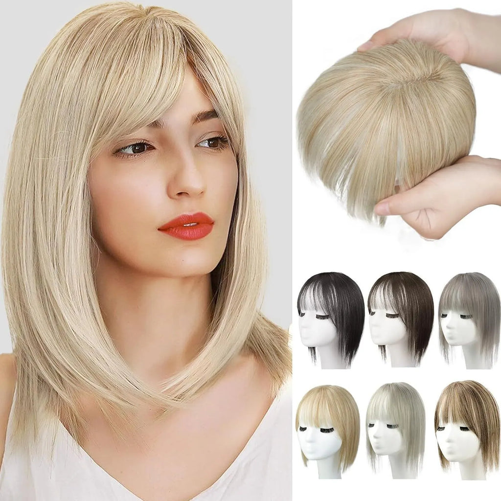 Women's hand-woven high temperature fibre wig natural lightweight breathable cover grey hair invisible cap