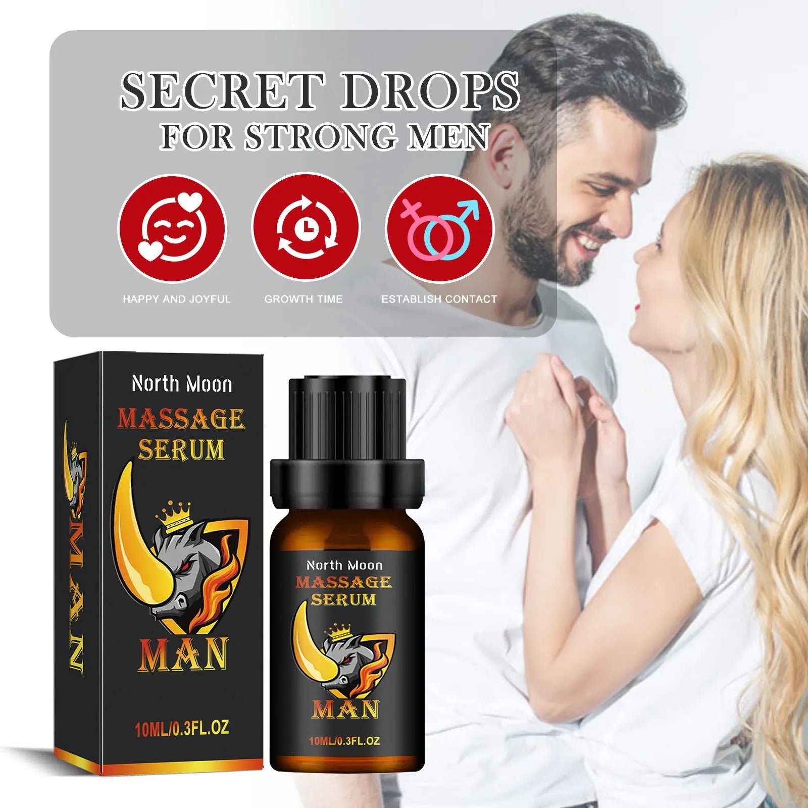 10ml bottle of men's body care essential oil for external massage with endurance and vitality benefits