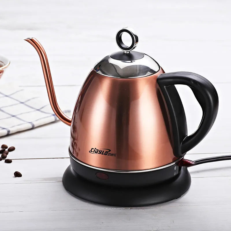 Automatic constant temperature stainless steel kettle with touch controls in gold colour