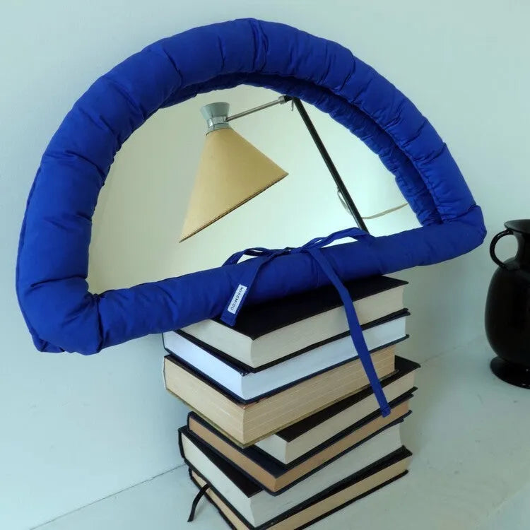 Hanging cotton fabric mirror background in solid colour with soft padded construction