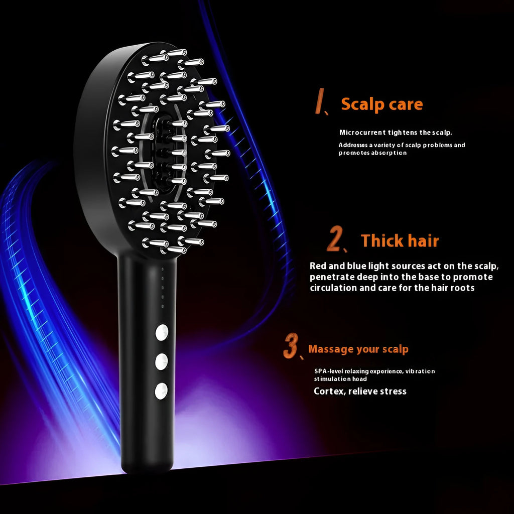 KD3802 black handheld scalp medicine applicator with vibration massage function on a white background.