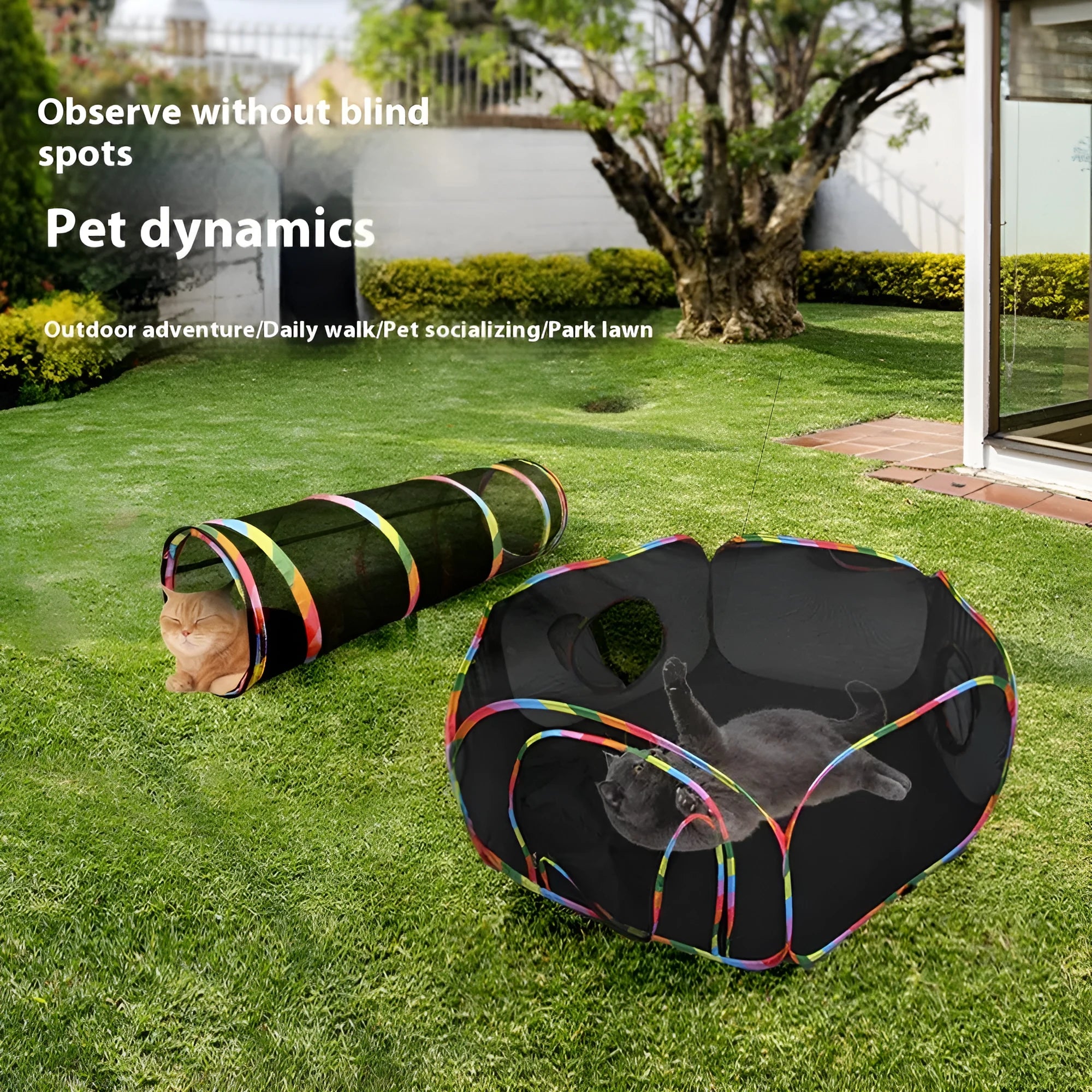 Foldable mesh cat cage showing hexagonal, square, tent, tee and long straight style options