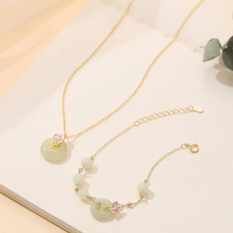 925 silver orchid necklace with peace buckle clasp and O-ring chain