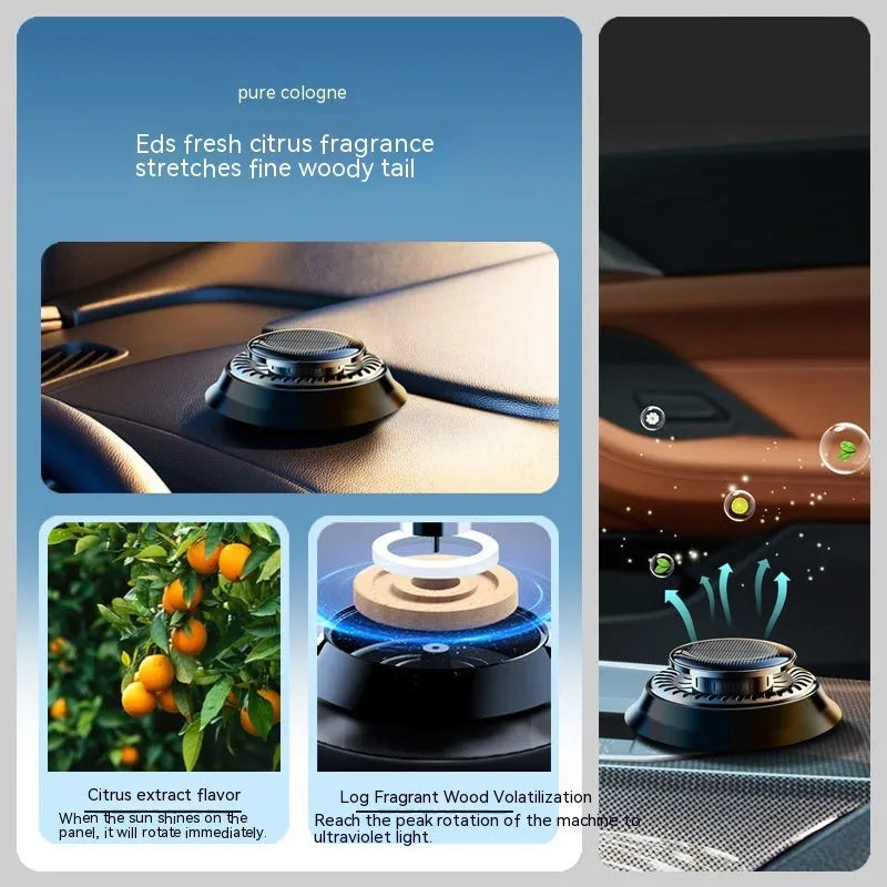 Solar electromagnetic de-icing car aromatherapy decoration in plastic, 84mm size, Black Gulong colour