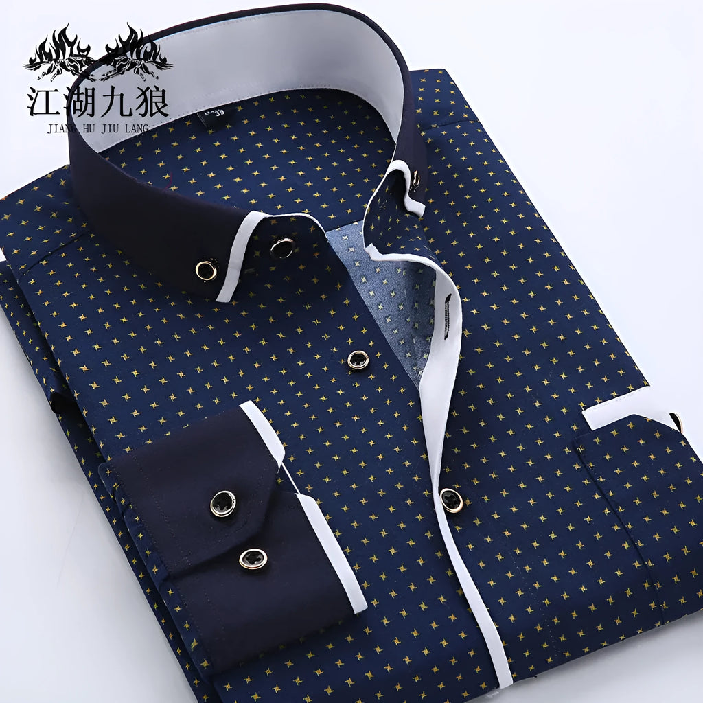 Men's slim fit cardigan top with dots pattern, long sleeves, in polyester fibre, size and colour options SH215-SH220
