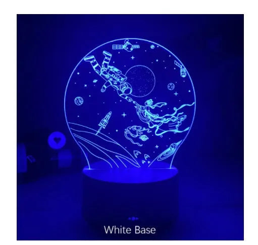 Colorful touch 3D night light with USB cable, seven colour modes, black base