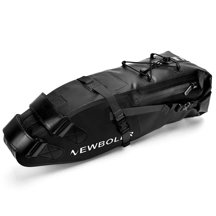 Waterproof PVC bicycle tail bag with 13-litre capacity in black, green, or yellow colour options