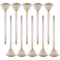 10 professional facial fan brushes with champagne finish acrylic handles and protective covers