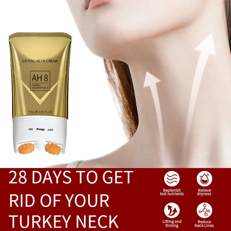 Roller neck cream tube with firming moisturiser properties, 120g net content