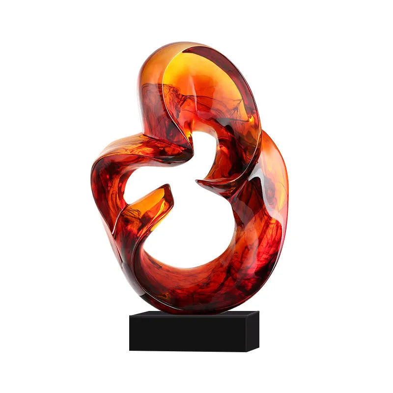 Transparent resin craft ornament in orange red or blue modern simplicity style