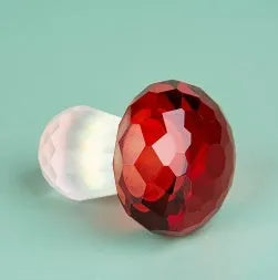 Colourful crystal mushroom decoration in geometric design measuring 40 by 53 millimetres