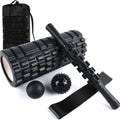 Black six-piece 33cm foam massage roller stick for fitness recovery