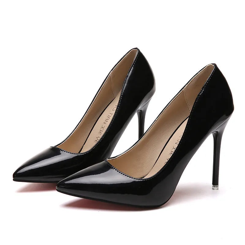 Women's pointed toe stiletto high heels with 8cm+ heel in six colours including apricot and wine red