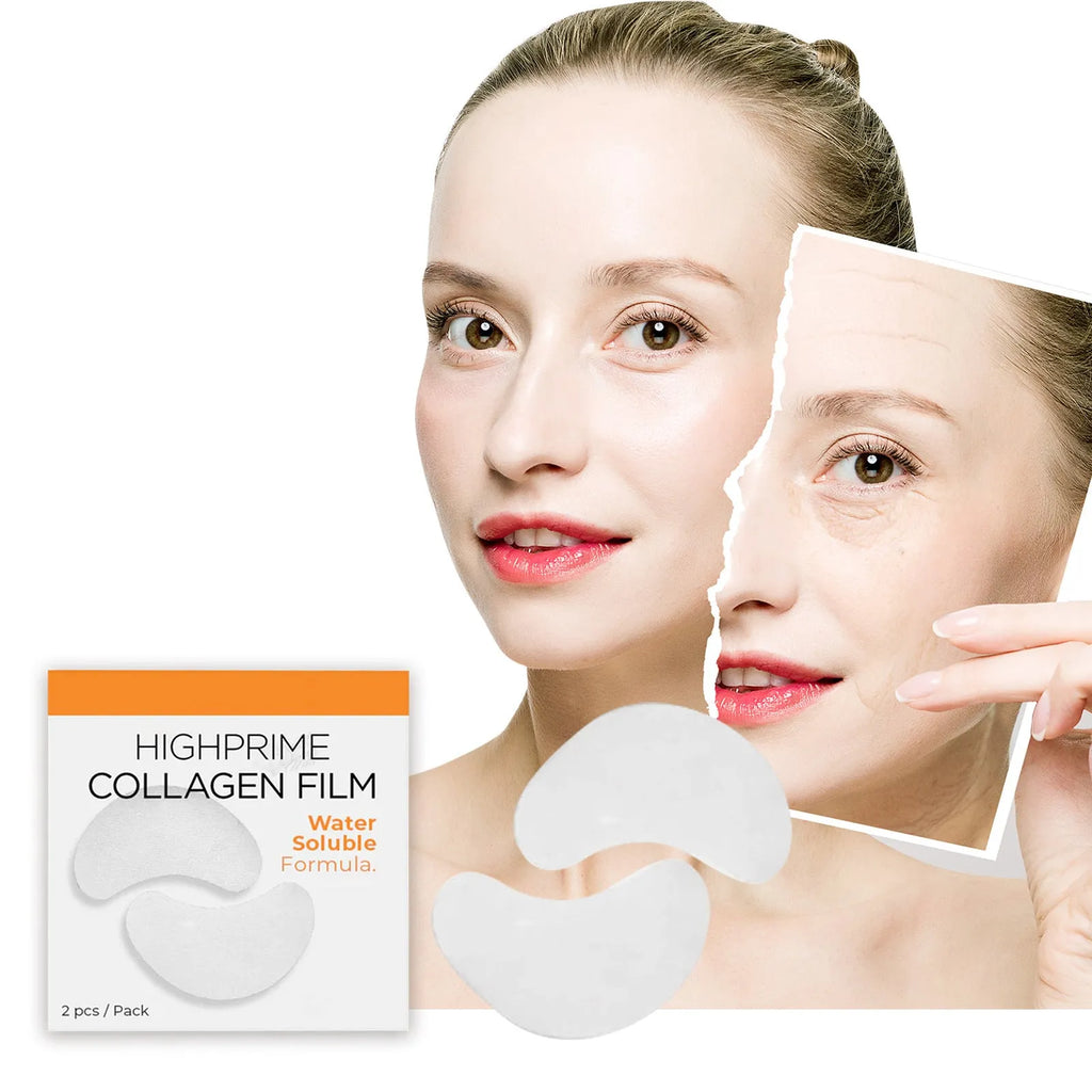 Collagen water-soluble facial mask box with 2pcs under-eye sheets containing collagen and hyaluronic acid