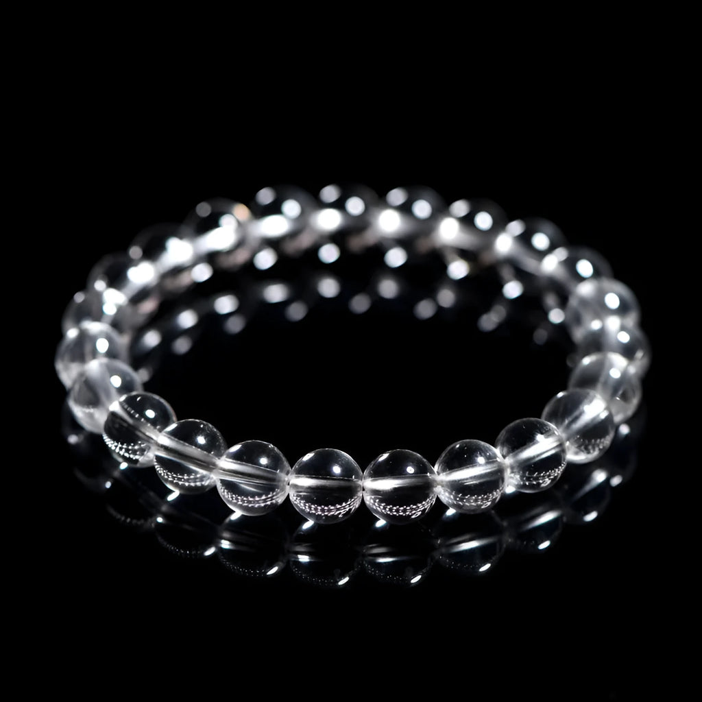 Natural Donghai Old Mine white crystal bracelet with round beads in geometric unisex design