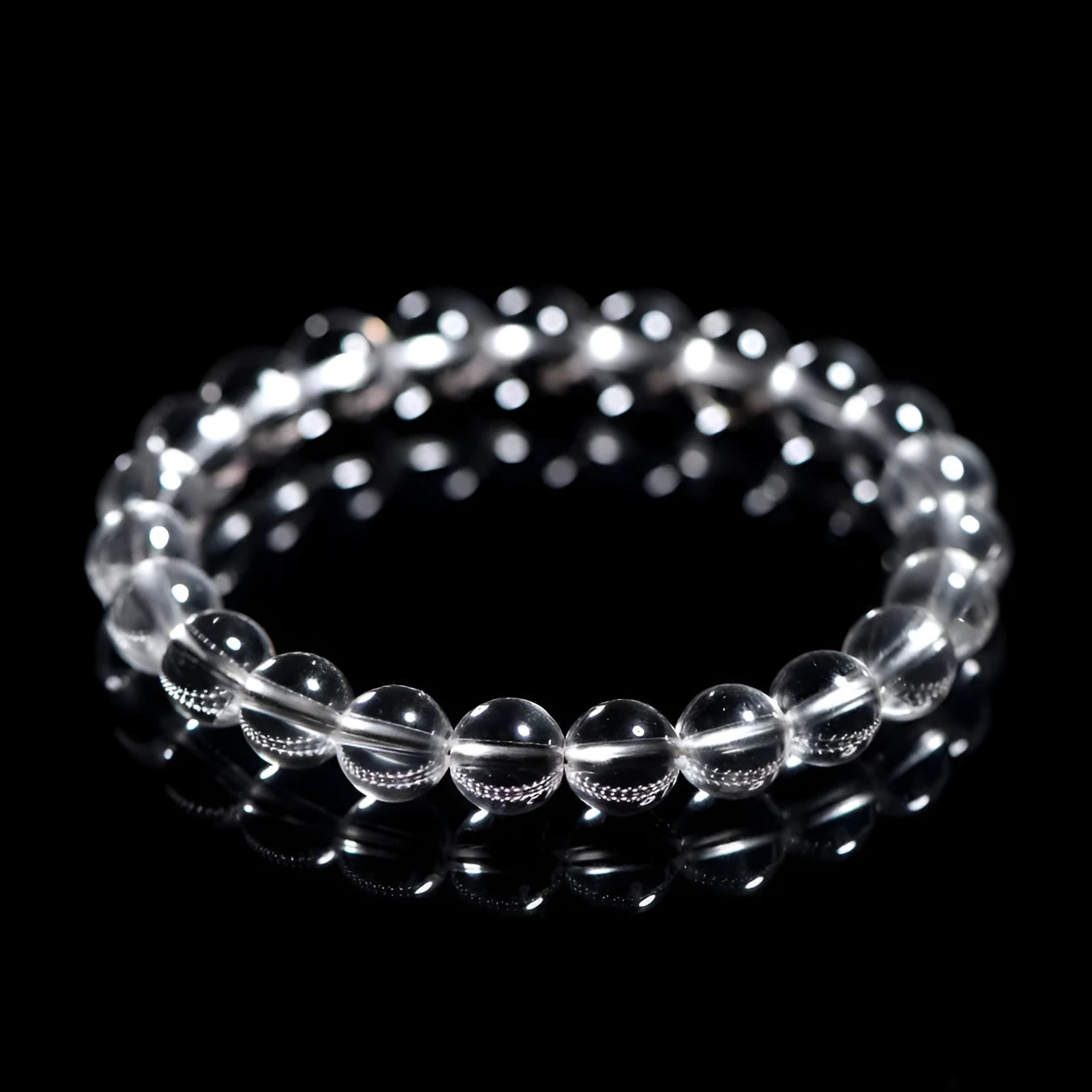Natural Donghai Old Mine white crystal bracelet with round beads in geometric unisex design