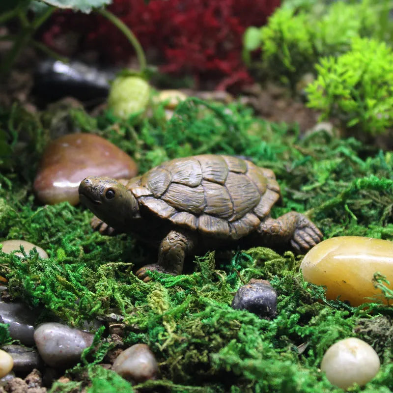 Resin simulation turtle garden ornament for micro landscape displays