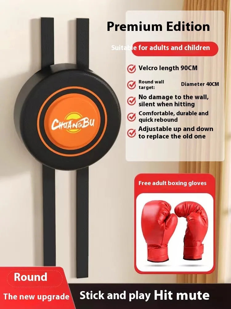 Wall-mounted boxing training target in PU leather with hanging hardware