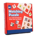 Wooden Montessori matching puzzle board with colour pieces, 17.5cm diameter, in colour box packaging