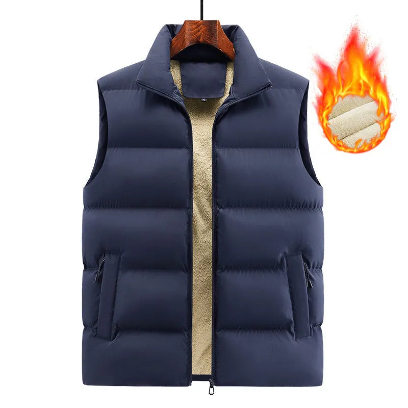 Men's striped lambswool waistcoat in black colour showing autumn winter layering vest