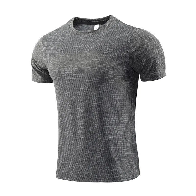 Short sleeve sports t-shirt for running in polyester spandex fabric, shown in red colour.