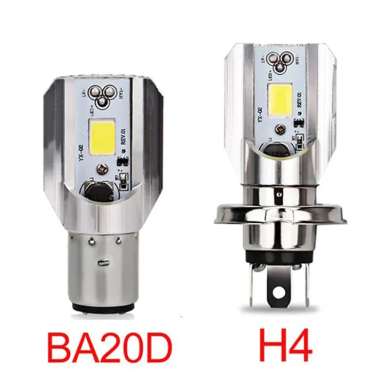 Motorcycle LED headlight with aluminium housing and white light output