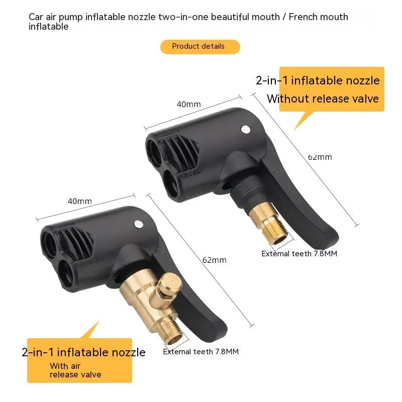 Two-in-one vehicle air conversion inflatable chuck connector with 16cm clarinet tube
