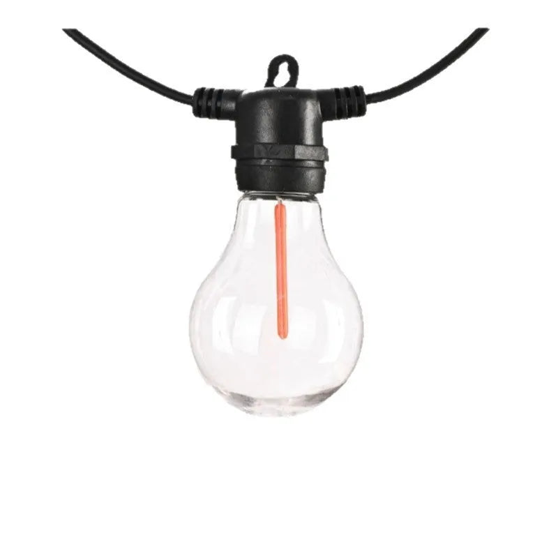 Outdoor waterproof decorative string lights with 10 A60 bulbs in transparent case meteor design