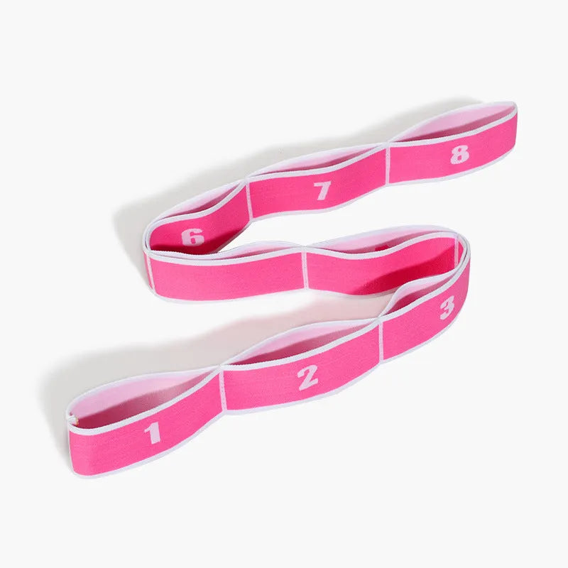 Latin dance stretch band nine-segment yoga elastic band 85cm nylon latex pink and black eight-grid pattern