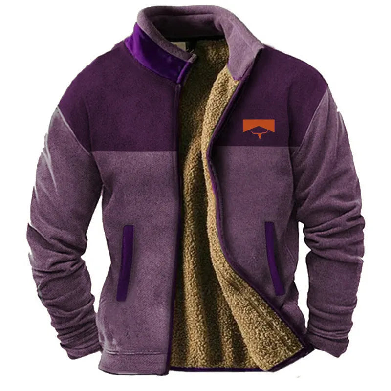 Men's green padded coat with fleece lining shown in regular 50cm length