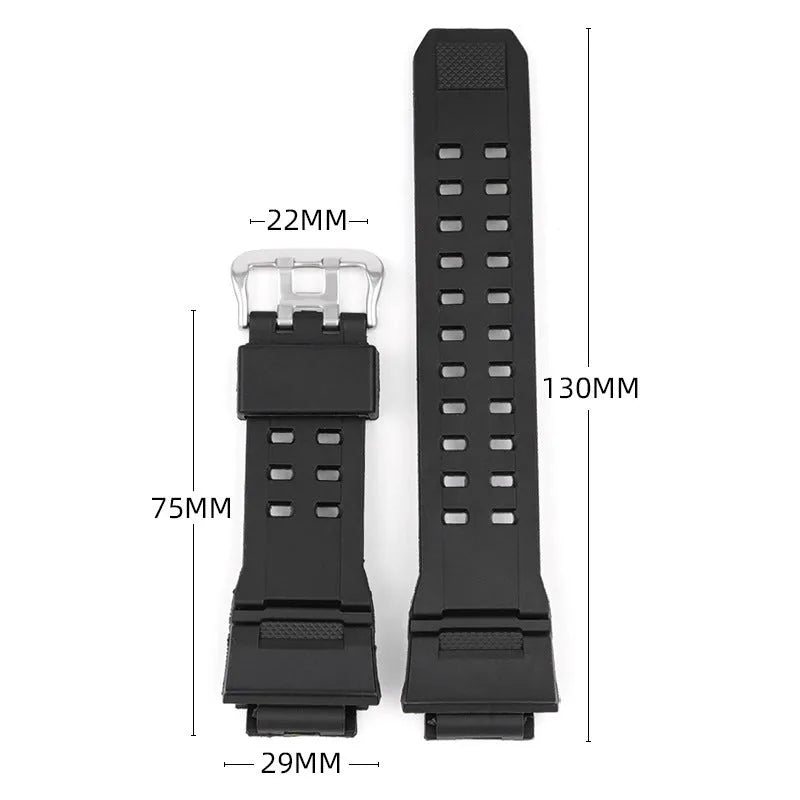 Camouflage pattern TPU watch strap with silver buckle measuring 12+7cm length