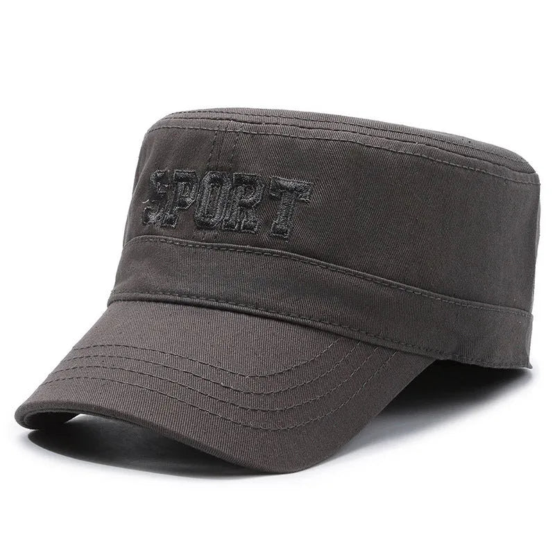 Men's cotton peaked cap with adjustable strap and dome crown in multiple colour options