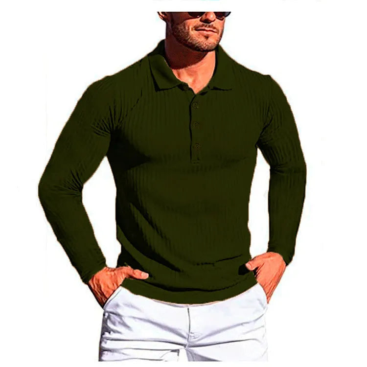 High elastic slim knit bottoming shirt in striped pattern with short sleeves and loose fit