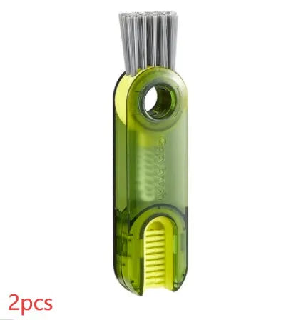 Transparent 3-in-1 multi-functional crevice cleaning brush with spiral head and bevel corner, 11.4 cm long