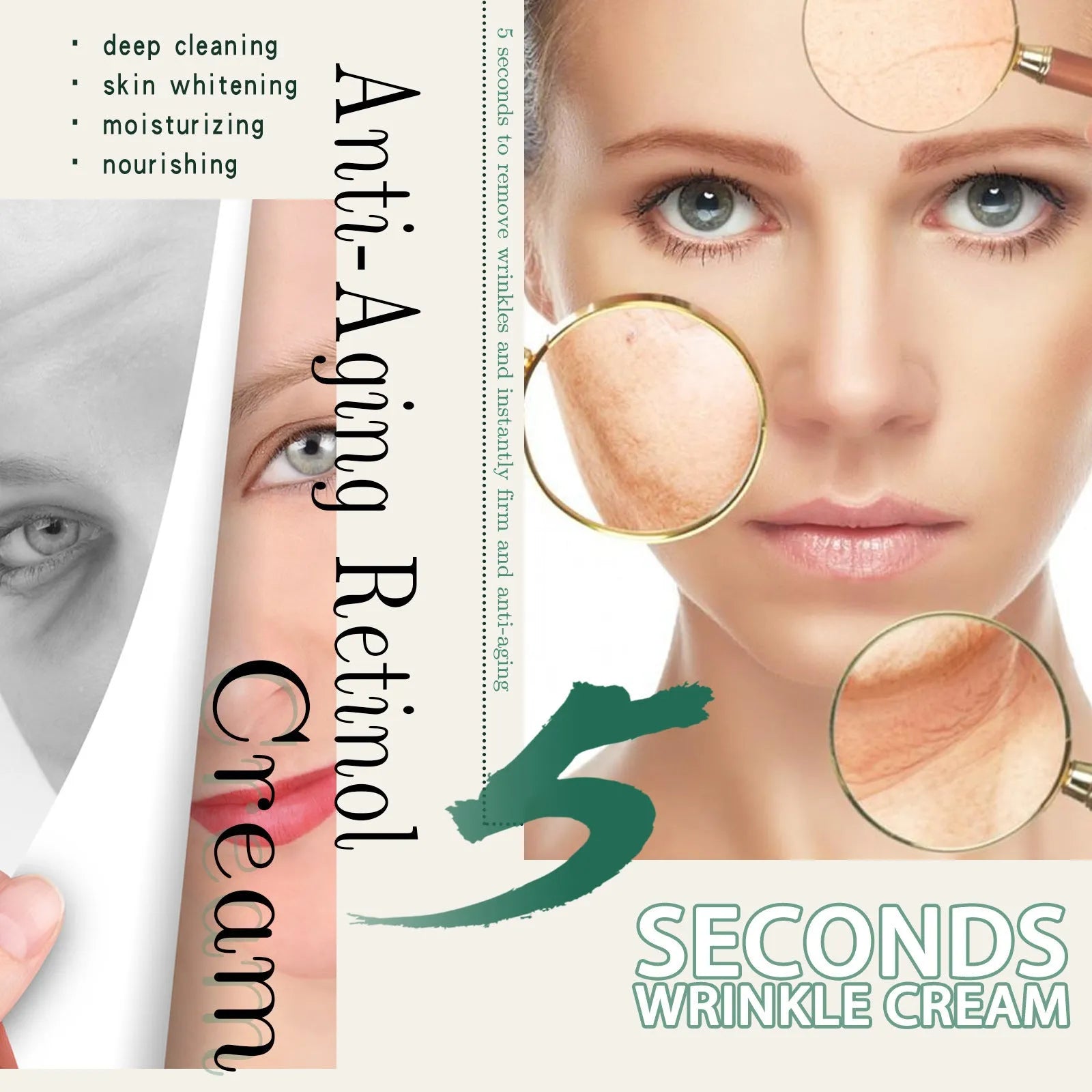 30g anti-ageing anti-wrinkle face cream jar with hydrating properties