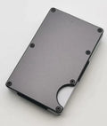 Aluminium grey carbon fibre wallet with anti-theft technology showing seven card slots