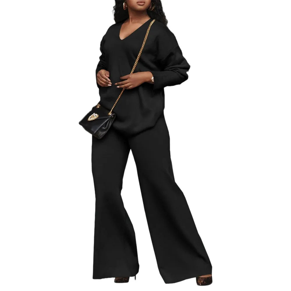 Women's brown thickened suede two-piece suit with split sleeve jacket and trousers in Japanese-Korean style.