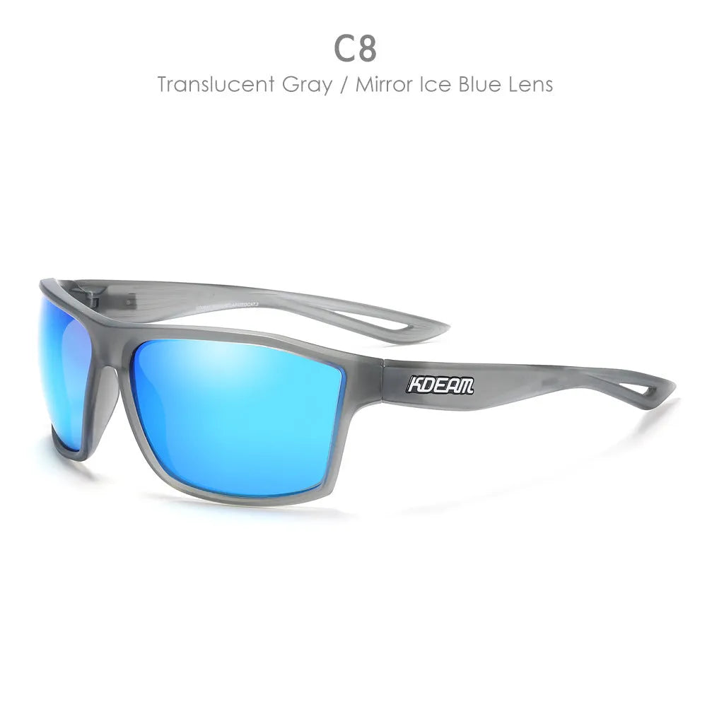 Sports polarized sunglasses with TR90 frame, TAC lens, UV400 protection, full frame box design, available in 11 colour options