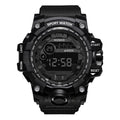Men's student multi-function electronic watch 55mm round resin case PU strap luminous display sports style