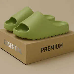 Women's beach slippers with thick EVA soles in beige, black, brown, and green colour options