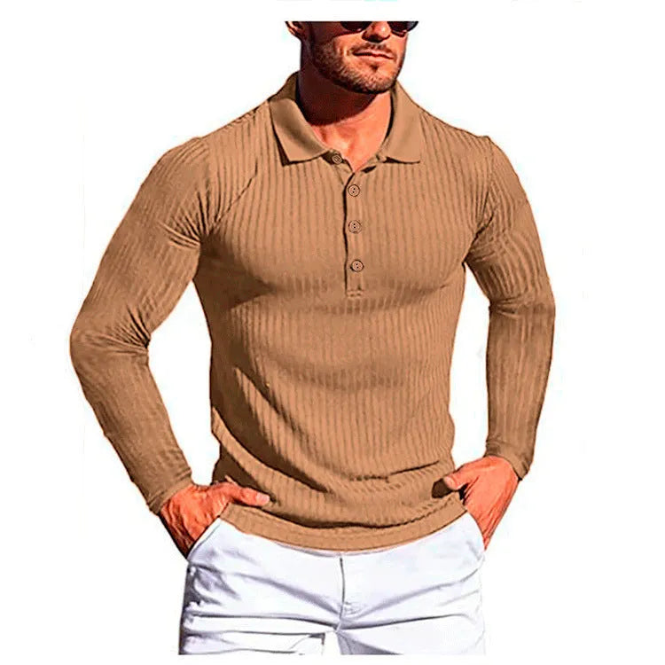 High elastic slim knit bottoming shirt in striped pattern with short sleeves and loose fit