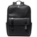 Black genuine leather men's computer backpack with a large main compartment.