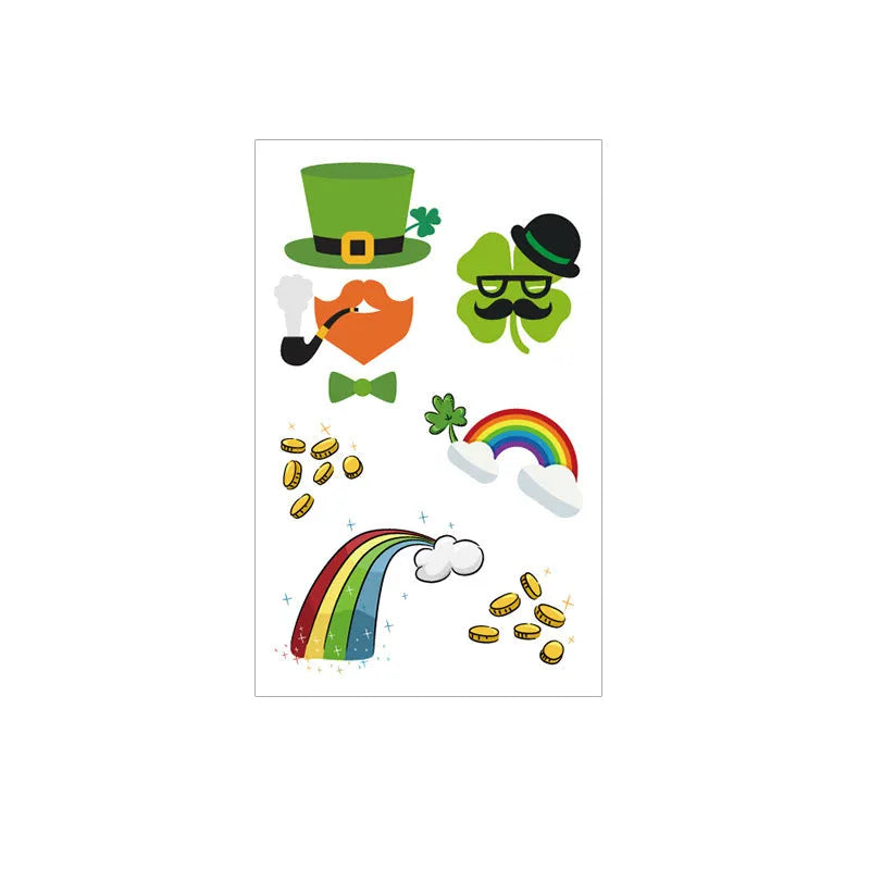 St Patrick's Day shamrock tattoo sticker paper measuring 120 × 75mm for water transfer face application