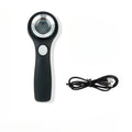 Black and silver metallic appraisal magnifying glass with 30mm optical glass lens and USB-C cable.