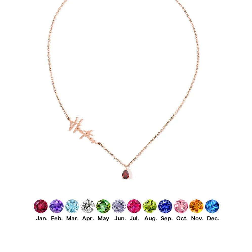 Stainless steel custom name necklace with DIY personalised pendant in silver finish on a plain background