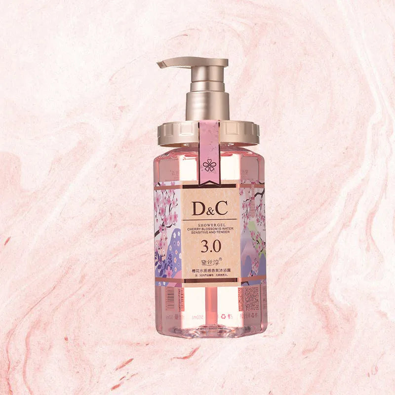 Sakura shampoo, conditioner, and shower gel set in 500ml bottle for deep cleaning and frizz control.