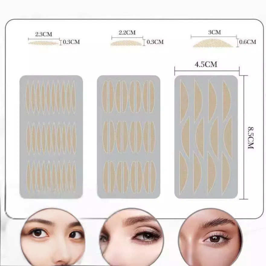 No glue eyelid stickers in three sizes - large, medium, small - made from non-woven fabric