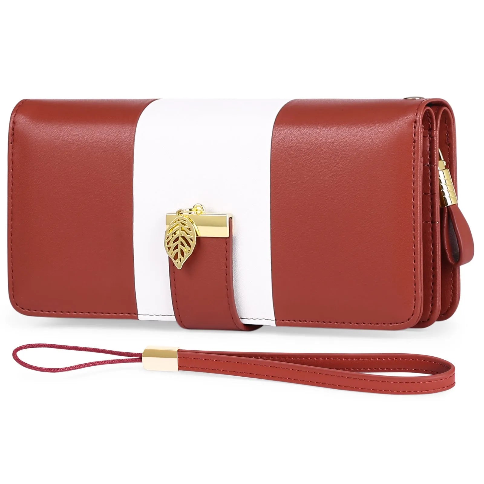 Anti theft clutch handbag with lock in midnight black PU leather showing interior organisation