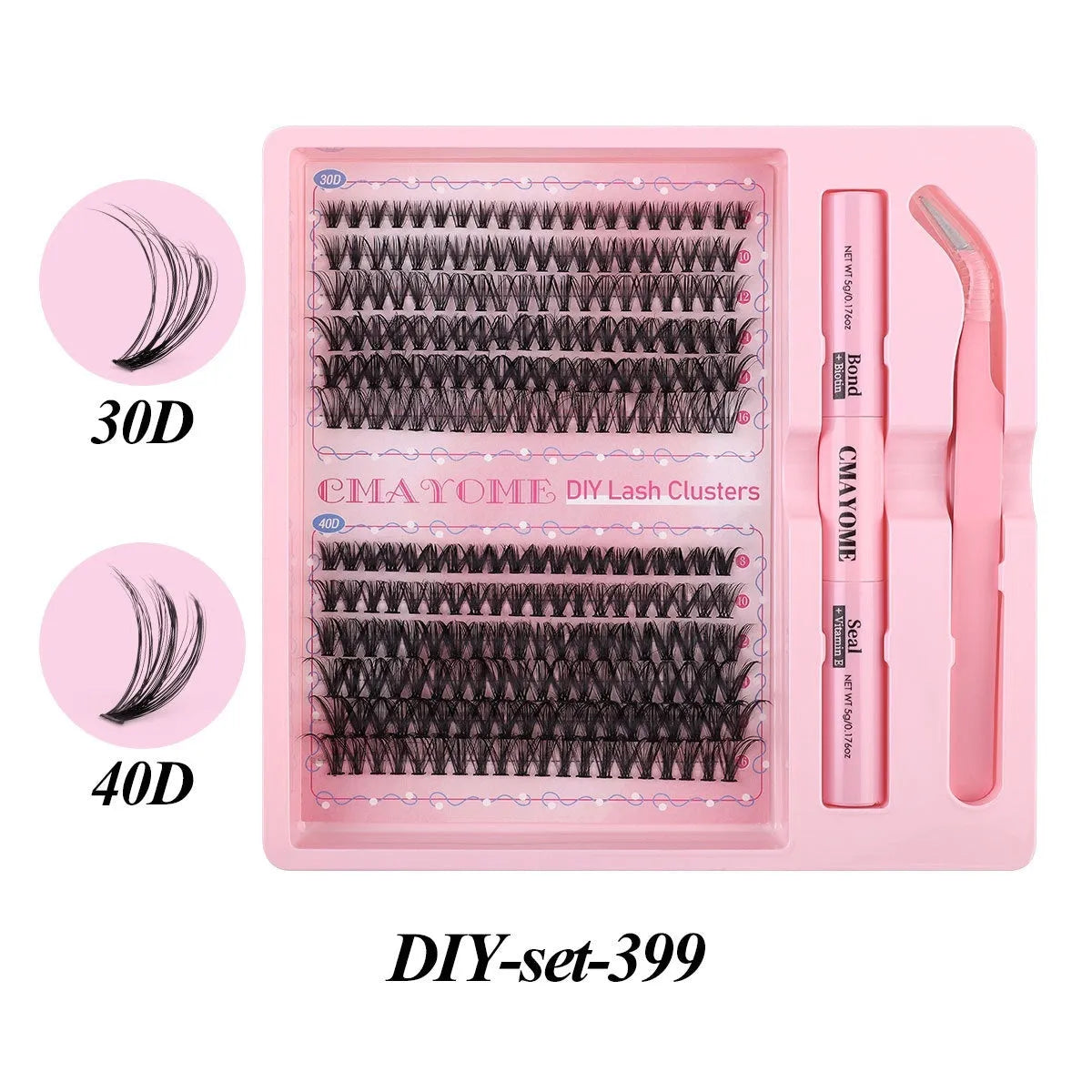 DIY single cluster false eyelashes natural thick mixed split type artificial fibre set in 15.5cm packaging
