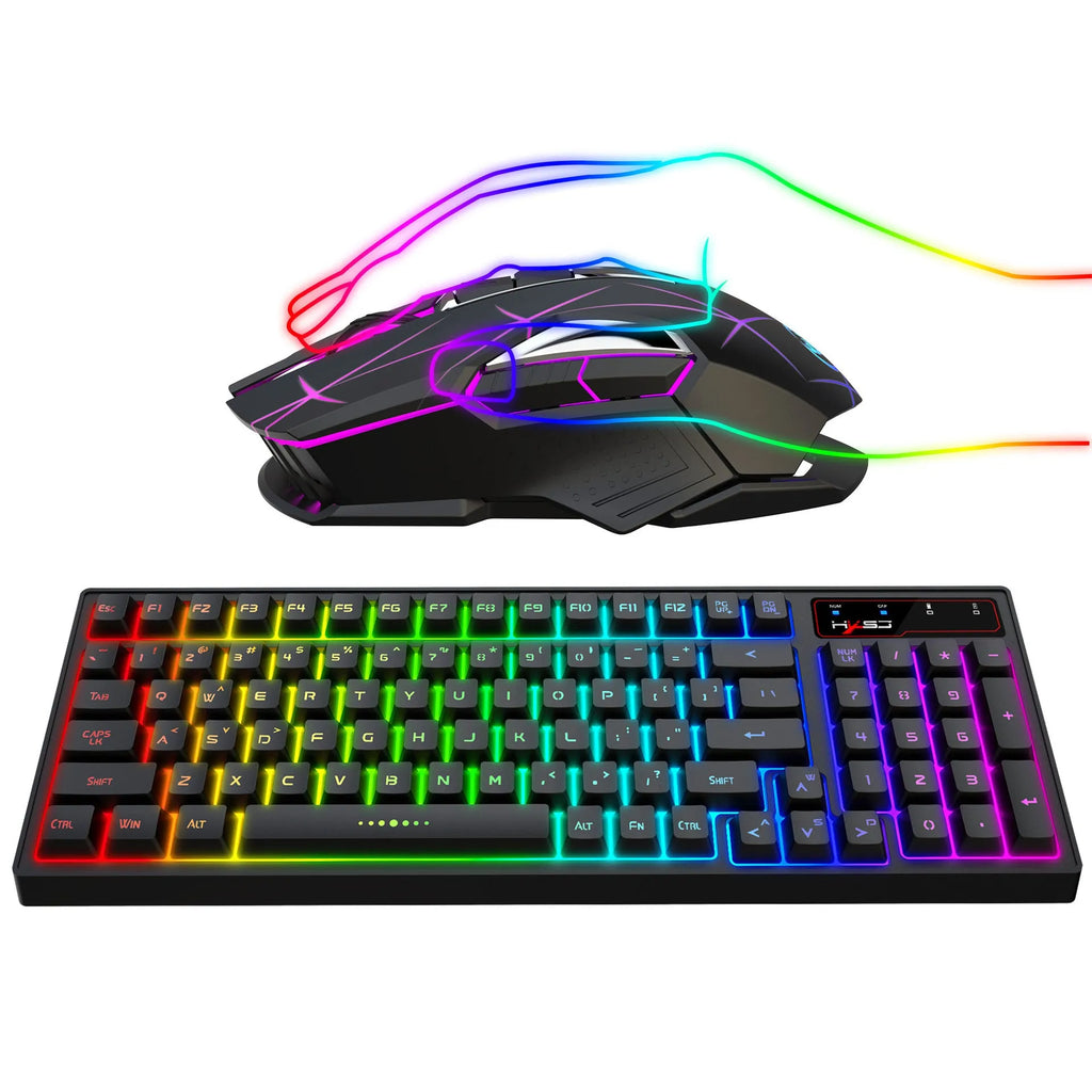 L99 wireless rechargeable 2.4G keyboard and mouse set with RGB glow, 96 ABS keys and Type-C charging cable